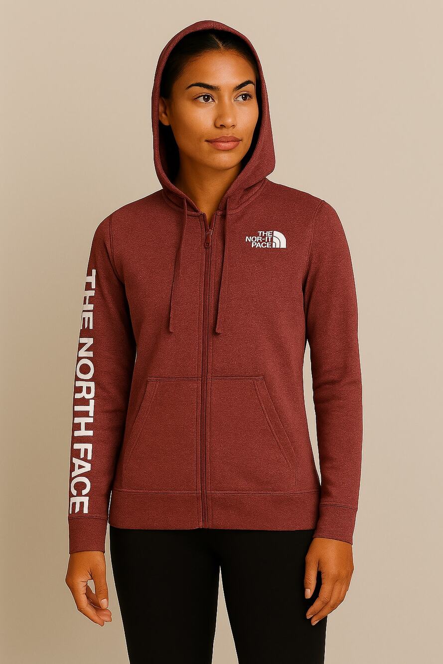 The North Face Women's Half Dome Full Zip Hoodie Maroon Size L